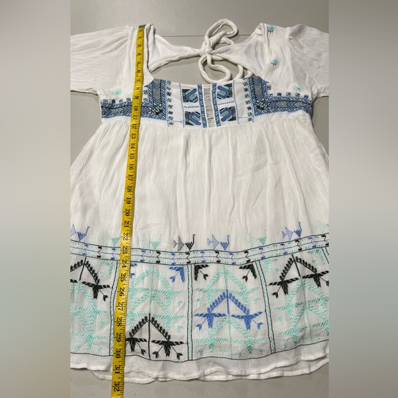 FREE PEOPLE Rhiannon Embroidered Tie Back Babydoll Mini Dress - Picture 14 of 15